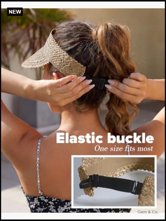 Straw Sun Hats Visor for Women - Packable Beach Hat UPF 50+ Lightweight Handmade main image 7